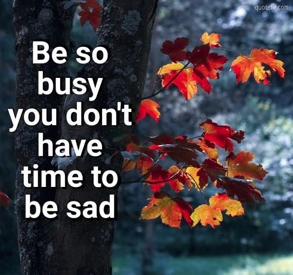 Be so busy you don't have time be sad. Quotelia