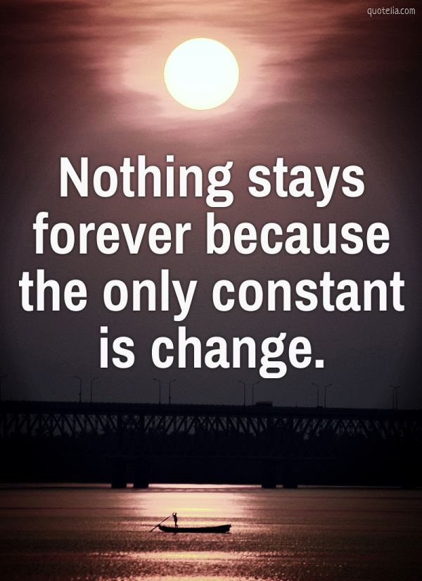 Nothing stays forever because the only constant is change. | Quotelia