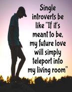 Single introverts be like "If it's meant to be, my future love will simply teleport into my living room"