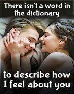 There isn't a word in the dictionary to describe how I feel about you.